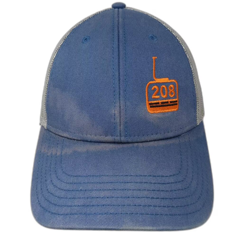 CapAmerica Trucker Hat Blue Gray One Size Snapback 208 Embroidered Mesh Logo Hat